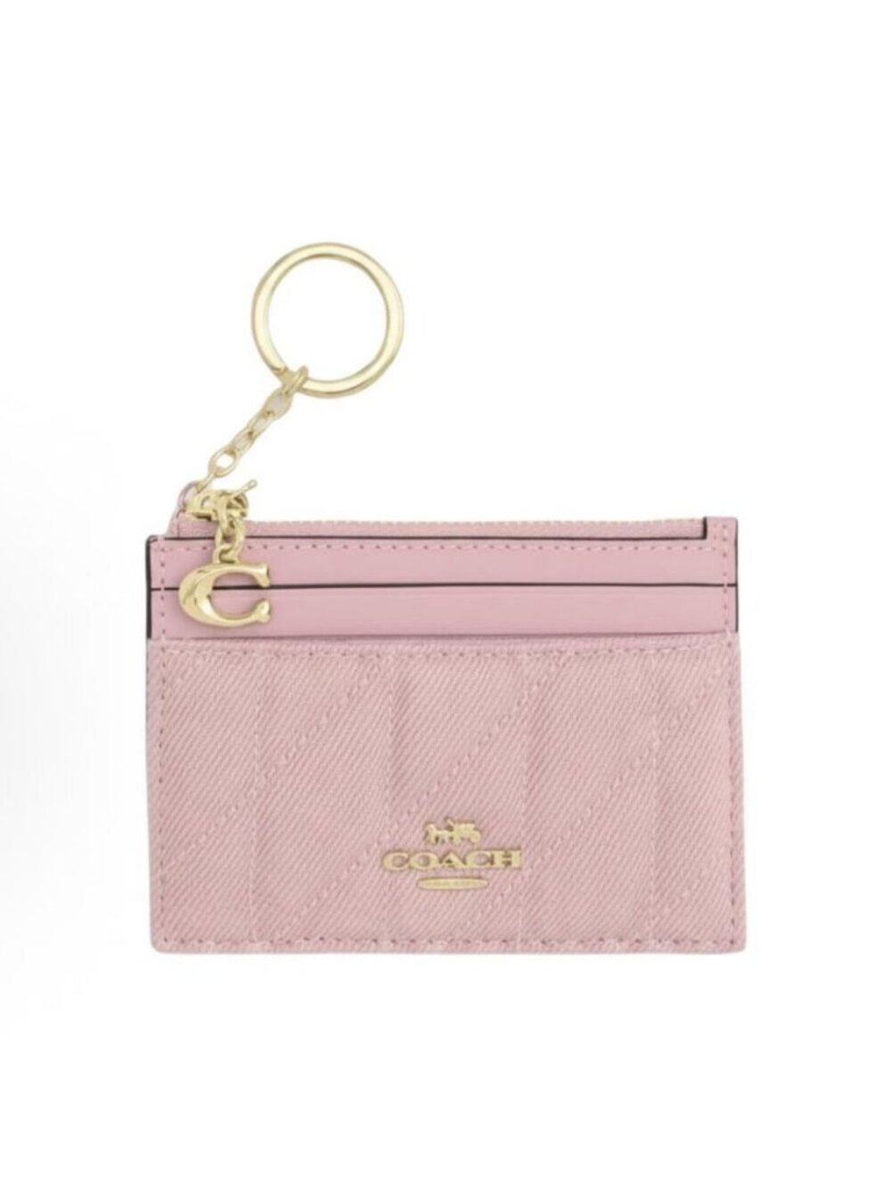coach Mini Skinny Id Case In Loved Denim With Quilting And Charm cfa30